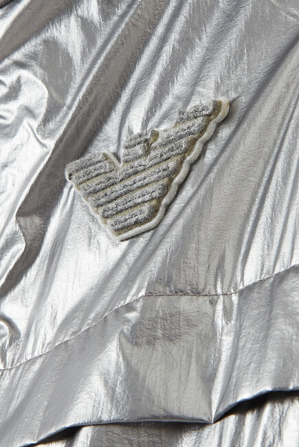 Metallic Zip-Up Hooded Jacket
